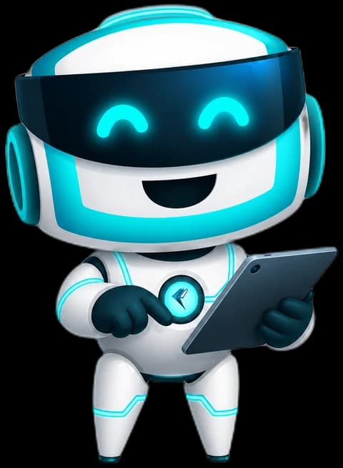 Bizbot, the Bizzloans mascot, working an application through step by step.
