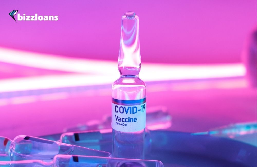 Glass clean ampoule with covid vaccine for small businesses