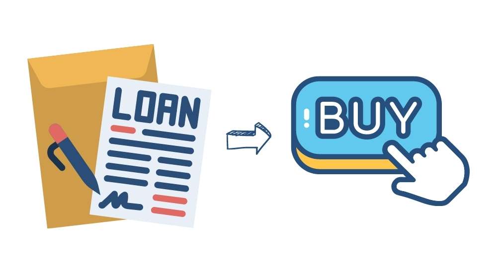 "end of loan contract = buy" concept; vector illustration